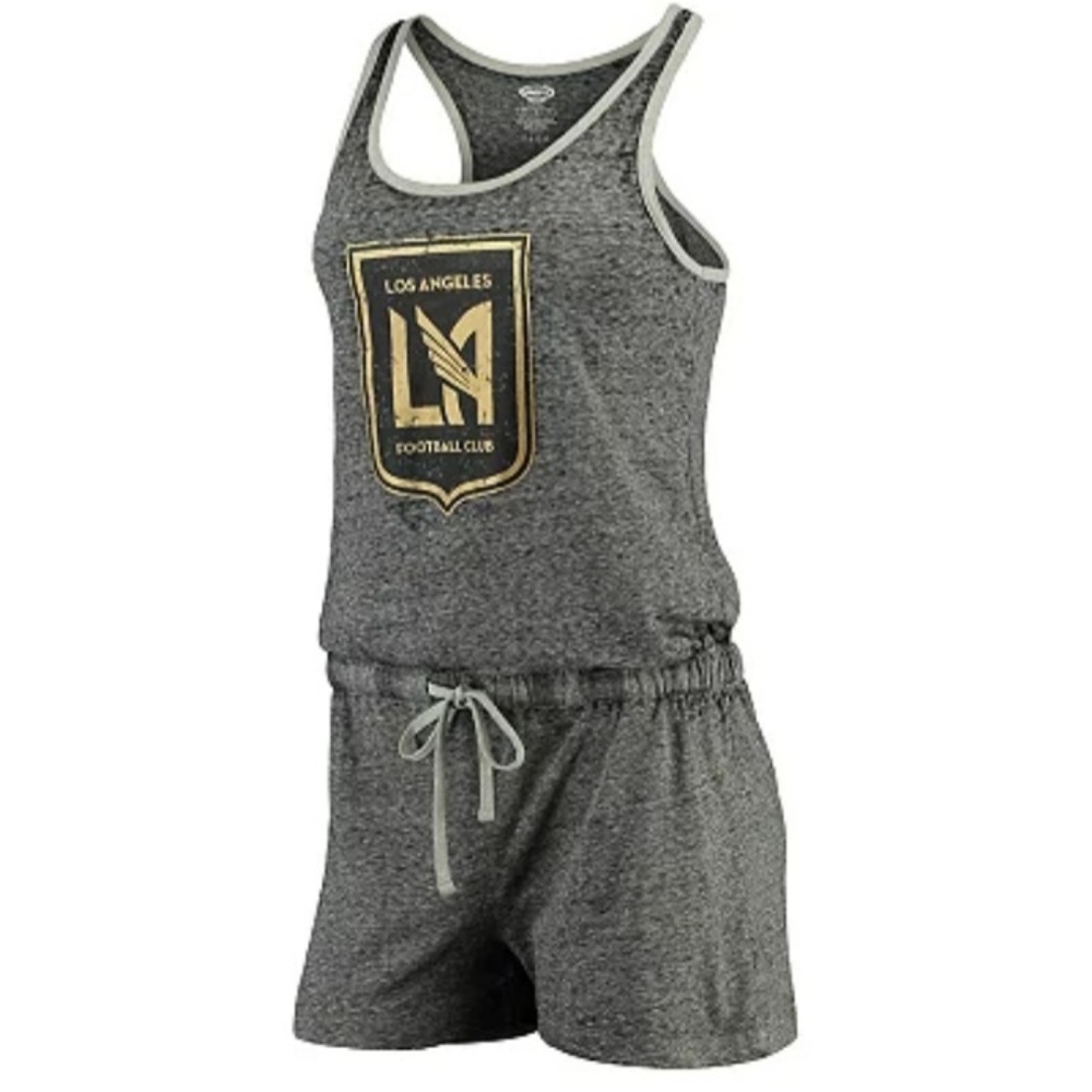 Charcoal LA Football Club LAFC Comfy Soccer Squad Burnout Romper Shorts Sporty